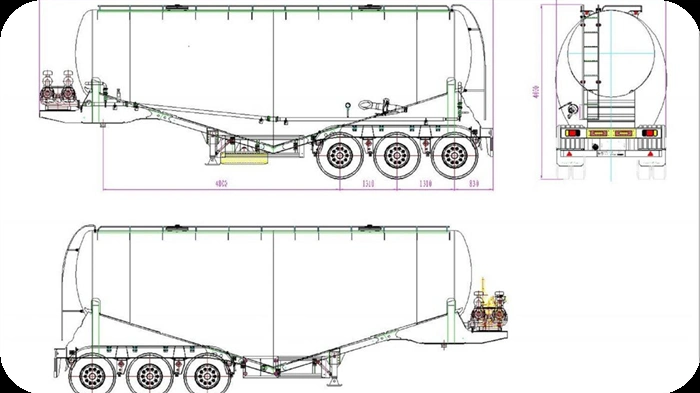 3 Axles Bulk Cement Powder Tank Trailer 38cbm 45 Tons Cement Tank Trailer