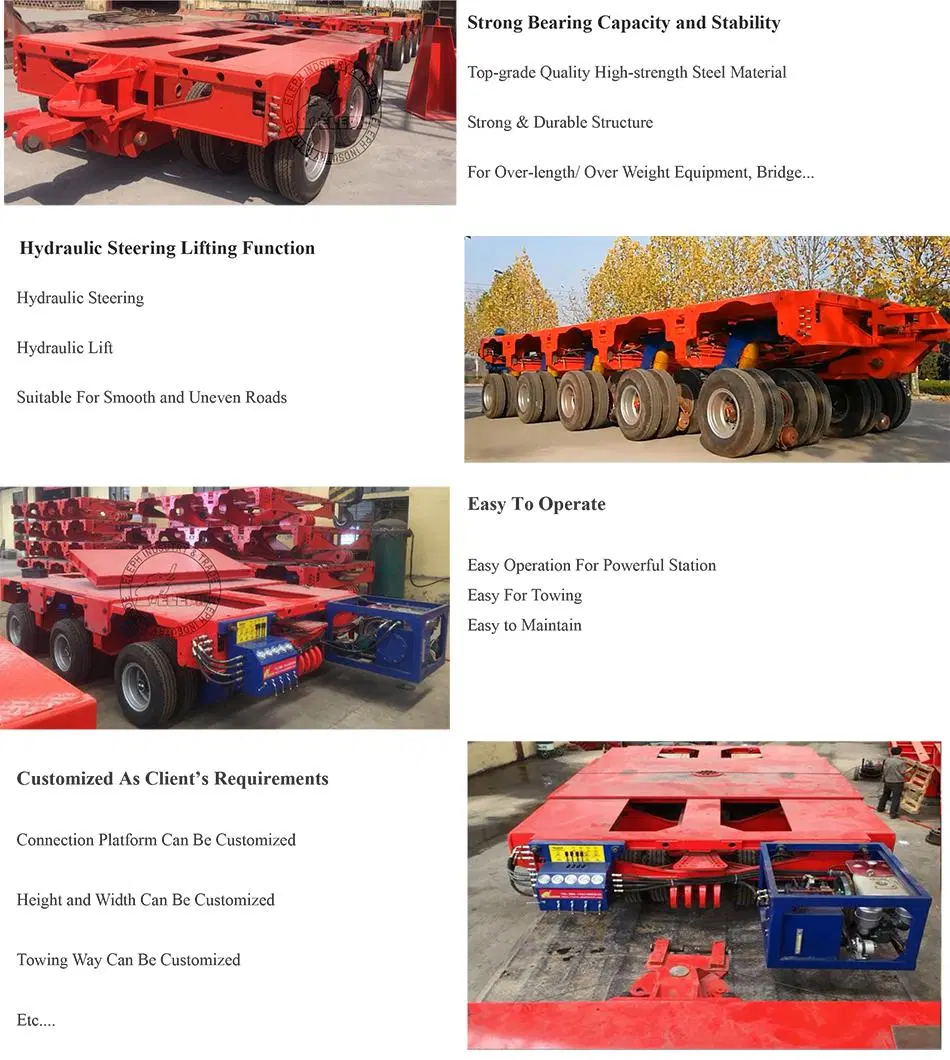 Customized Heave Duty Multi Axle Hydraulic Modular Trailer for Special Vehicle Transport