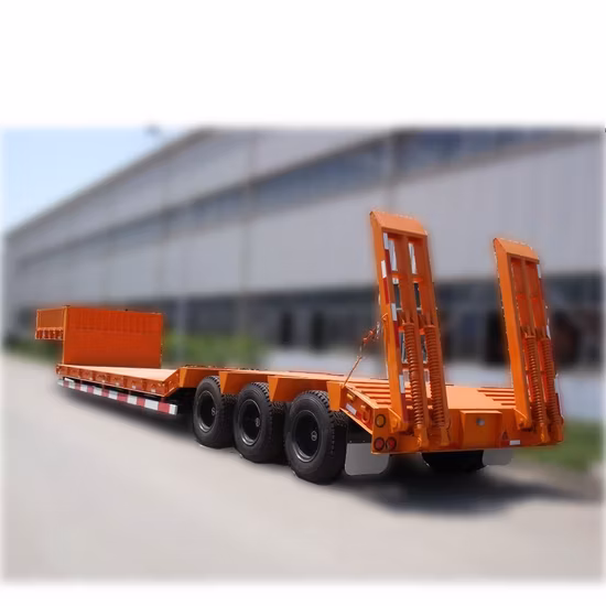 Transporte de instalações de construção de estradas 3 4 eixos 50 toneladas 80t reboque de cama baixa para venda na Nigéria